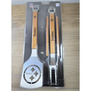 Pittsburgh Steelers NFL 3 Piece BBQ Set, Stainless Steel, Fork, Tongs, Spatula